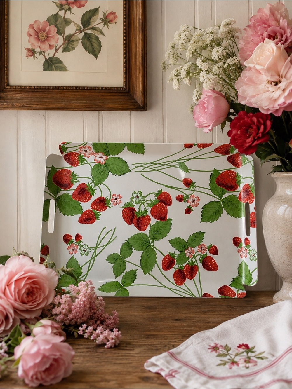 Mid-Century White Strawberry Editions Acrylic Tray
